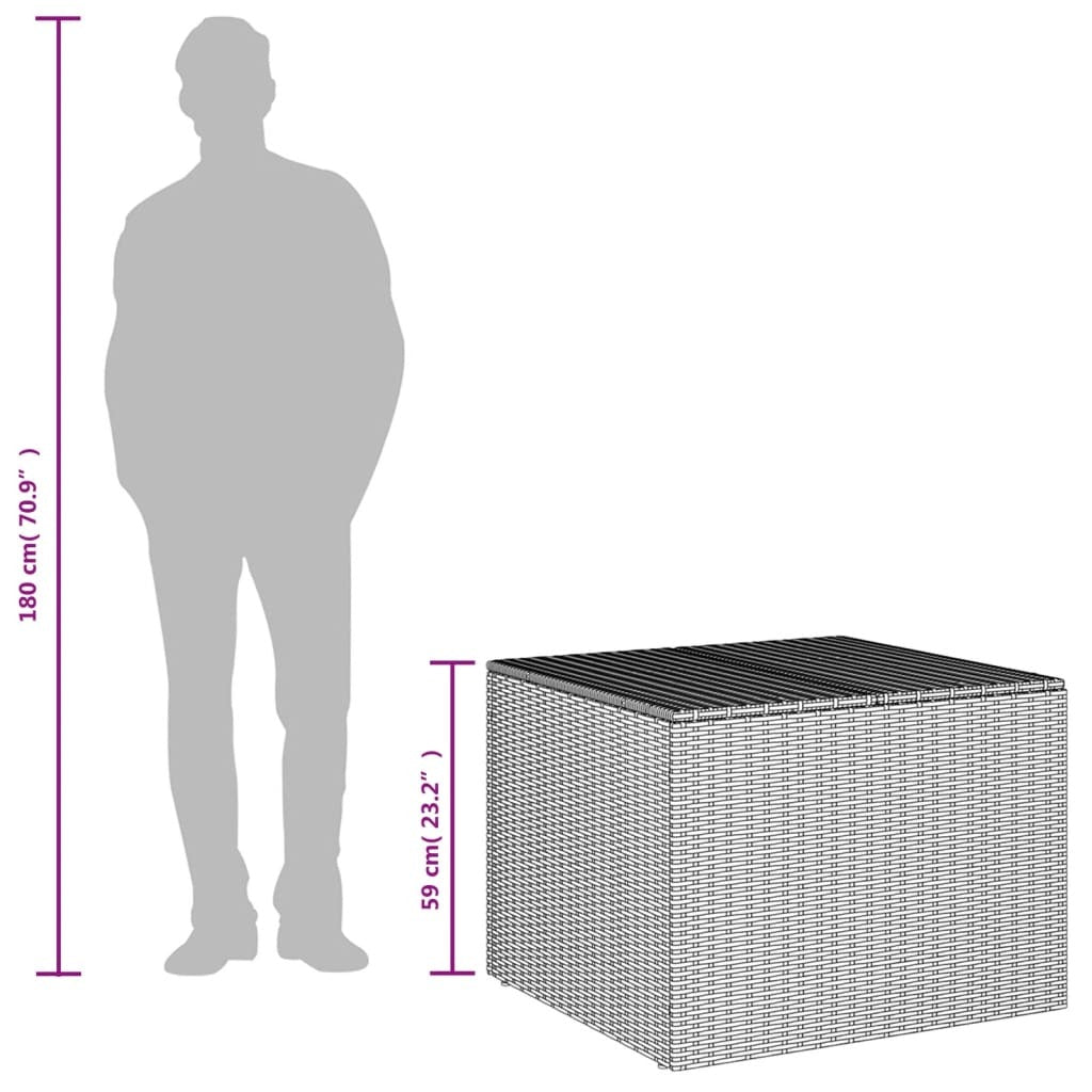 Garden Storage Box Gray 76.9 Gal Poly Rattan