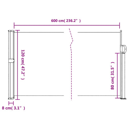 Retractable Side Awning Anthracite 47.2x236.2