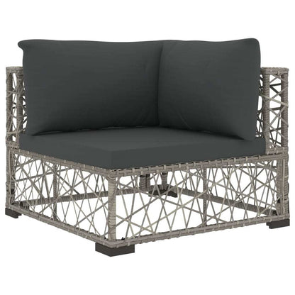 8 Piece Patio Lounge Set with Cushions Poly Rattan Gray