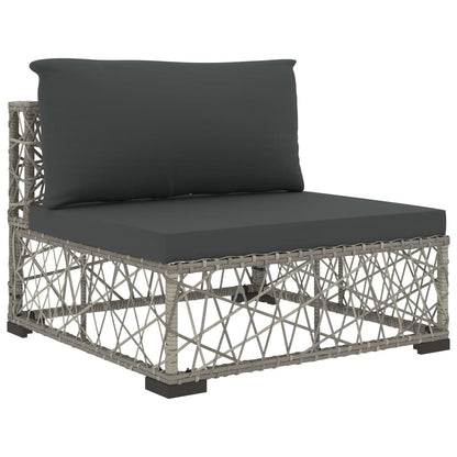 8 Piece Patio Lounge Set with Cushions Poly Rattan Gray