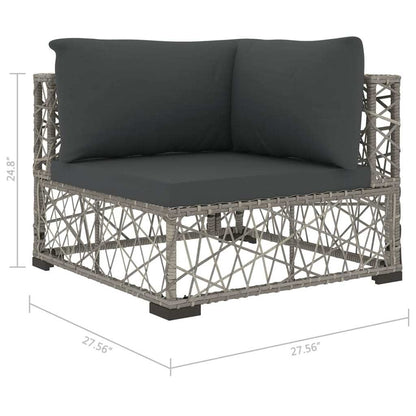 8 Piece Patio Lounge Set with Cushions Poly Rattan Gray