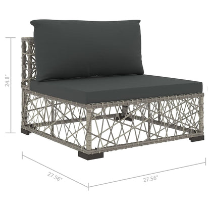 8 Piece Patio Lounge Set with Cushions Poly Rattan Gray