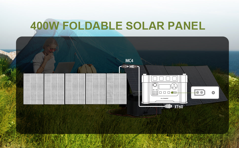 ALLPOWERS R2500 Portable Power Station 1920Wh 2500W Solar Generator & SP037 Solar Panels 400W / 2X400W Solar Charger for Camping