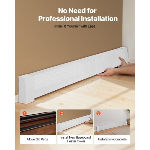 Baseboard Heater Covers, Premium Series 6 ft Standard Electric Heating Unit Front Cover for Home Improvement, Heavy-duty Steel, Easy Installation for Bedroom Replacing Old Cover, White