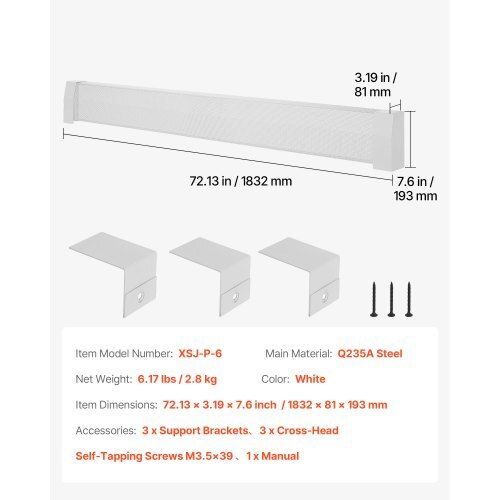 Baseboard Heater Covers, Premium Series 6 ft Standard Electric Heating Unit Front Cover for Home Improvement, Heavy-duty Steel, Easy Installation for Bedroom Replacing Old Cover, White