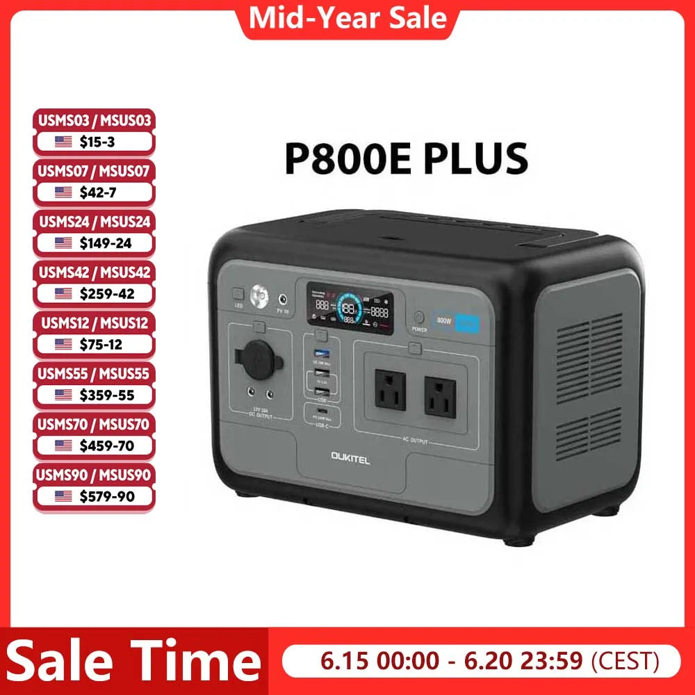 OUKITEL P800E Portable Power Station 800W Solar Generator 512Wh Lifepo4 Battery Home Backup Outdoor Camping Mobile power
