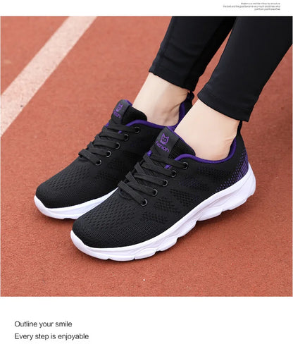 Hot Sneakers Shoes for Women Soft Flat Casual Shoes 2025 Spring Summer Light Breathable Mesh Sneakers Walking New Ladies Shoes