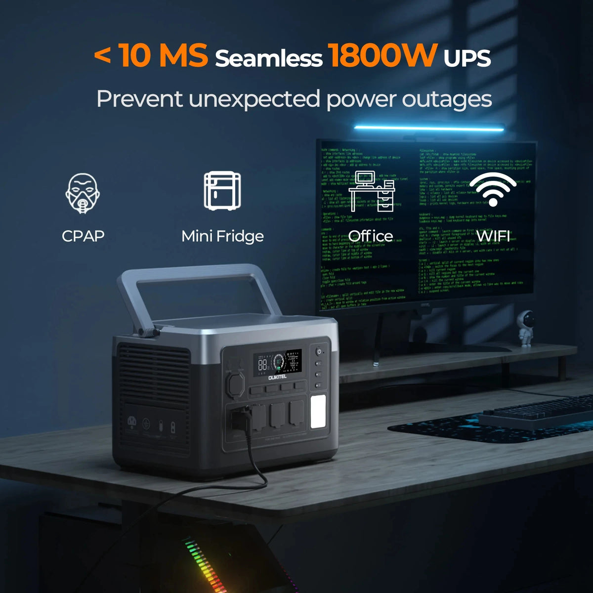 OUKITEL P1000 PLUS Portable Power Station 1800W 1024Wh Solar Generator with LiFePO4 Battery Fast Charging Smart App Control