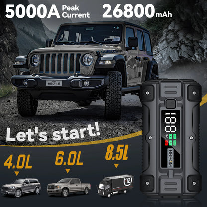 Car Jump Starter 3000A/4000A/5000A Battery Charger Emergency Power Bank Booster for 12V Gasoline and Diesel Vehicles Starting