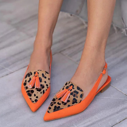New Summer Color Block Women's Shoes 40-43 Large Pointed Tassel Low Heel Back Air Sandals High Heels Womens Shoes