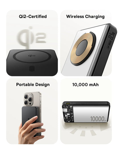 Baseus Qi2 Magnetic Power Bank 10000mah Fast Charge Powerbank Wireless Charging 22.5W External Battery Charger For iPhone 16 15