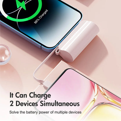Mini Power Bank Portable 4500mAh Power Phone Charger Capsule Dual USB-C Ports For IPhone16/ 15/15 plus/15 pro/15 pro Max/Android