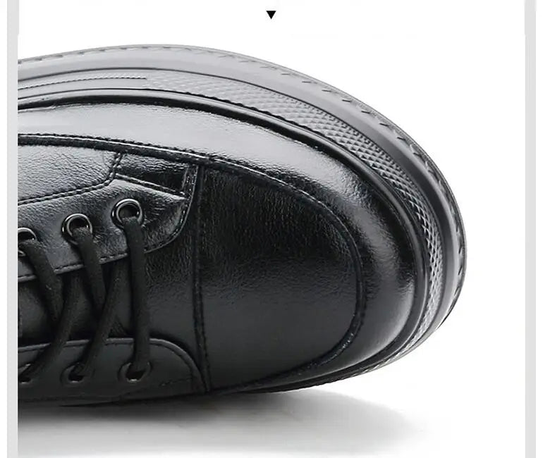 New Women Vulcanized Genuine Leather Shoes 9CM Platform Wedge High Heels White Black Shoes Lace Up Increased Sports Casual Shoes