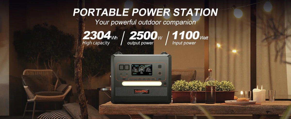 SOLARPLAY Semi-solid State Power Station 2500W 2400W Camping Supplies LiFePO4 Home Battery Portable Power Bank Generator US EU