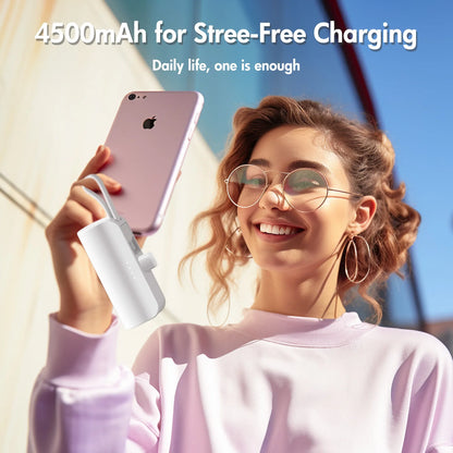 Mini Power Bank Portable 4500mAh Power Phone Charger Capsule Dual USB-C Ports For IPhone16/ 15/15 plus/15 pro/15 pro Max/Android