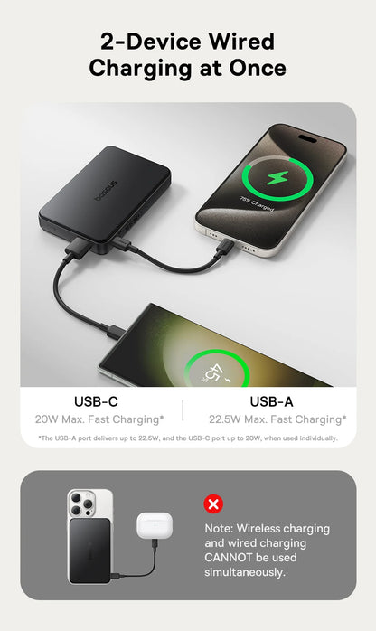 Baseus Qi2 Magnetic Power Bank 10000mah Fast Charge Powerbank Wireless Charging 22.5W External Battery Charger For iPhone 16 15