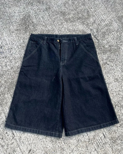 Y2K Fashion New Oversize Embroidery Loose Denim Shorts Men Gothic Punk Hip Hop Fashion Casual Joker Couple Basketball Pants