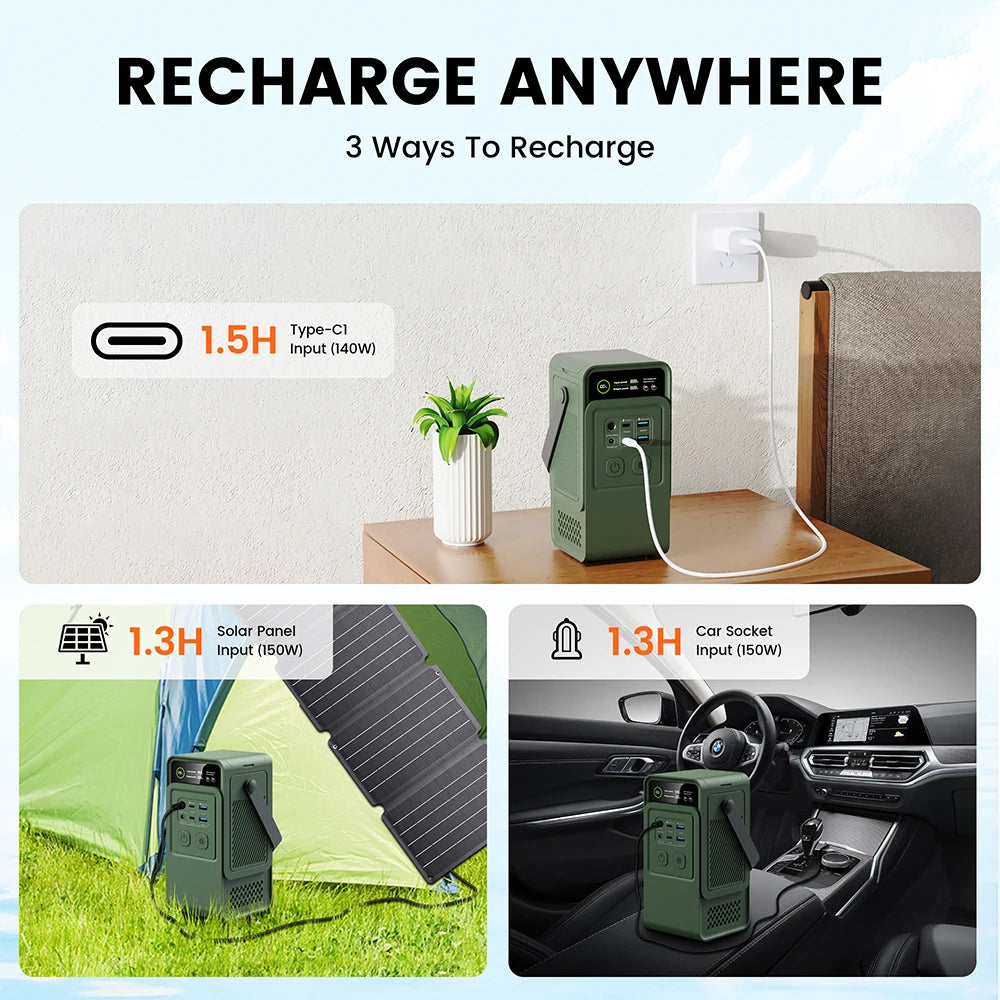 Ctolity AP200L 200W Power Bank 192Wh Lifepo4 Battery 60000mAh Solar Generator for Camping Portable Power Station LED Light