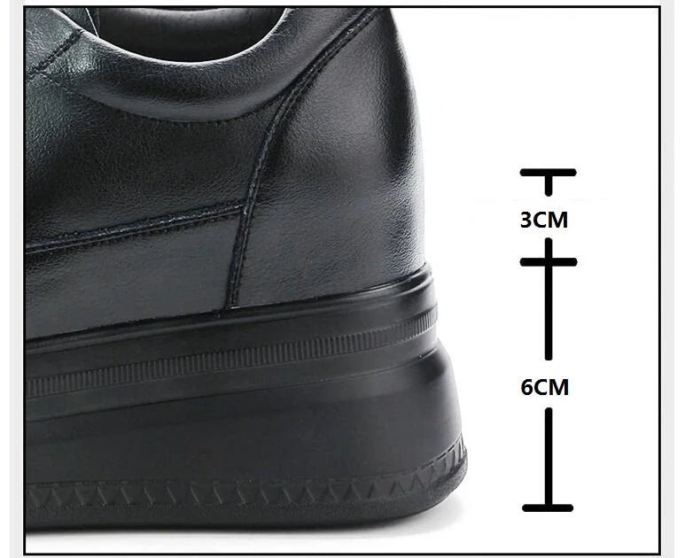 New Women Vulcanized Genuine Leather Shoes 9CM Platform Wedge High Heels White Black Shoes Lace Up Increased Sports Casual Shoes