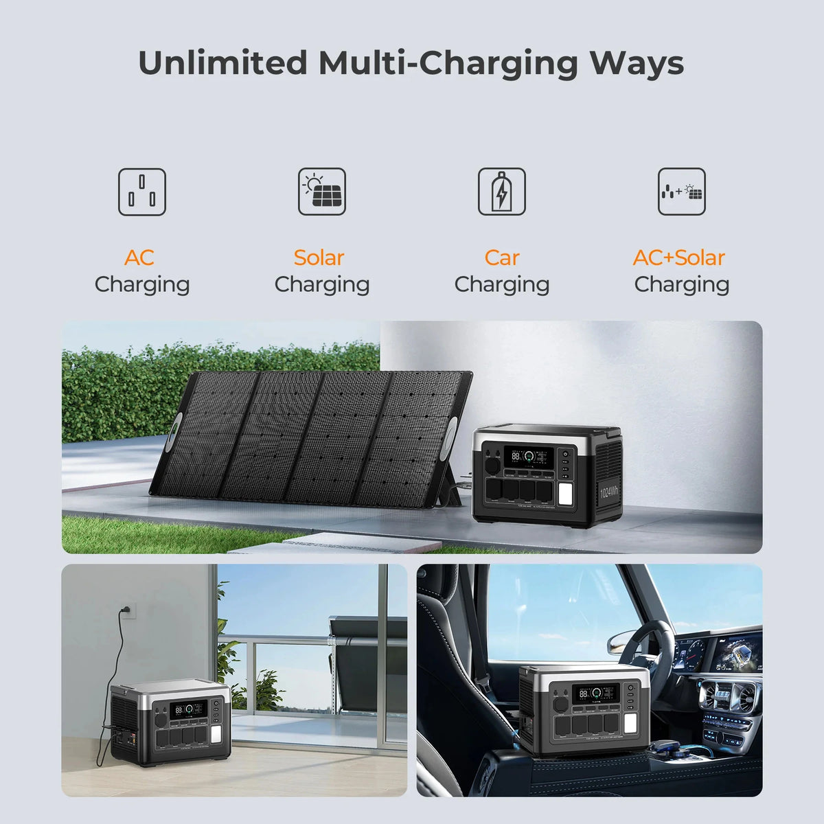 OUKITEL P1000 PLUS Portable Power Station 1800W 1024Wh Solar Generator with LiFePO4 Battery Fast Charging Smart App Control