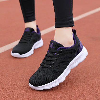 Hot Sneakers Shoes for Women Soft Flat Casual Shoes 2025 Spring Summer Light Breathable Mesh Sneakers Walking New Ladies Shoes