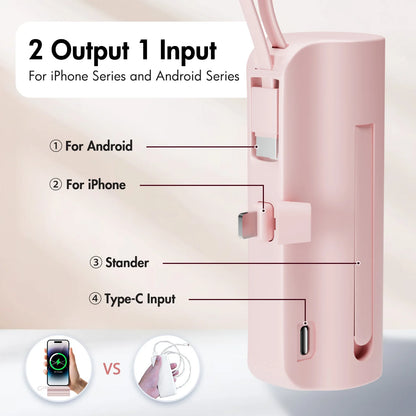 Mini Power Bank Portable 4500mAh Power Phone Charger Capsule Dual USB-C Ports For IPhone16/ 15/15 plus/15 pro/15 pro Max/Android