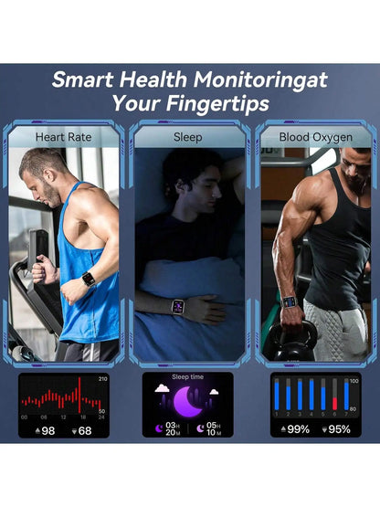 Smart Watches for Men Women with Case and 7 Watch Bands, 2.07" HD Touch Screen Fitness Tracker with Bluetooth Calling