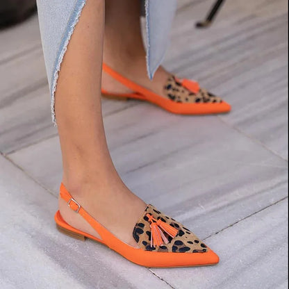 New Summer Color Block Women's Shoes 40-43 Large Pointed Tassel Low Heel Back Air Sandals High Heels Womens Shoes