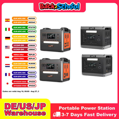SOLARPLAY Semi-solid State Power Station 2500W 2400W Camping Supplies LiFePO4 Home Battery Portable Power Bank Generator US EU