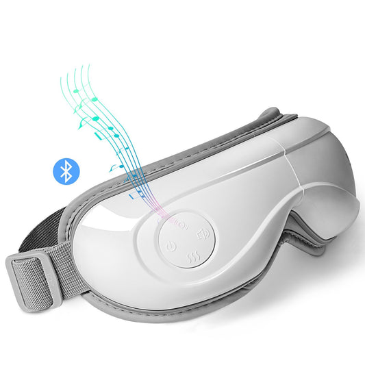 Eye Massager with Heat, Heated Eye Massage Mask with 5 Modes and Bluetooth Music, 180? Foldable Eye Care Massager for Migraines, Eye Strain, Dark Circles, Ideal Gift for Mom/Dad, White